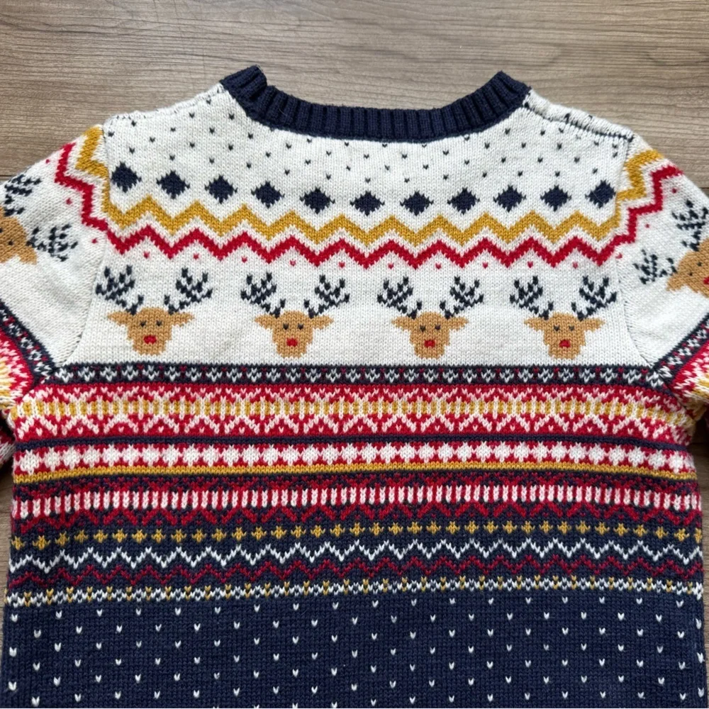 F&F reindeer pattern Christmas jumper knit sweater EUR 7-8Y navy